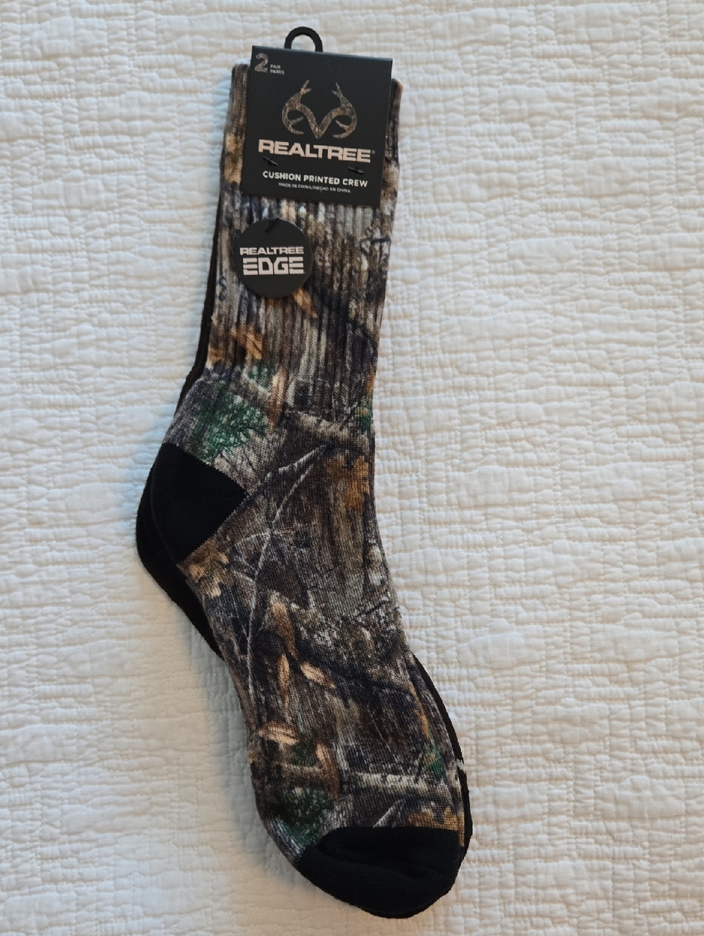 Realtree Edge Camo Crew Socks with Black Accents